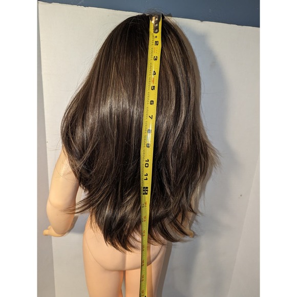 Dark Brown Medium Length Layers Shag Flicked Style Wig Synthetic Women Tags - Picture 3 of 12